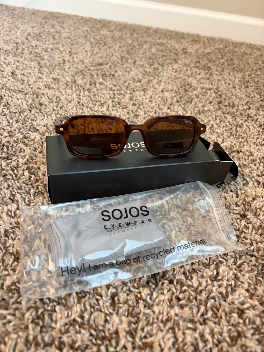 Women’s SOJOS Tortoise Rectangular Sunglasses - Brown Lenses